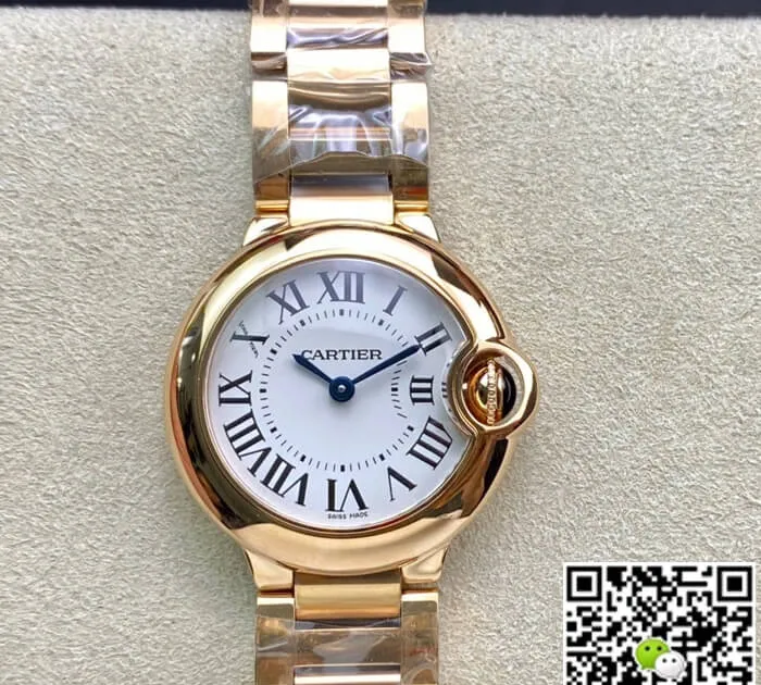 Ballon Bleu De Cartier 28MM WGBB0007 V6 Factory 1:1 Best Edition Replica Watch Gold strap
