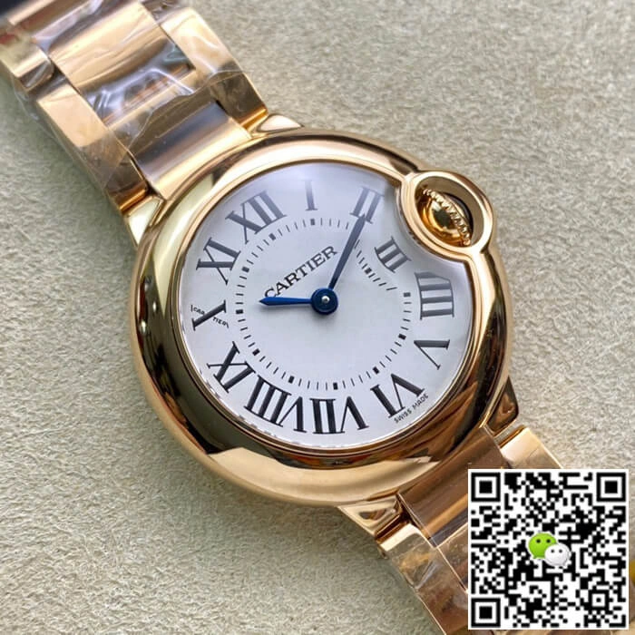Ballon Bleu De Cartier 28MM WGBB0007 V6 Factory 1:1 Best Edition Replica Watch Gold strap