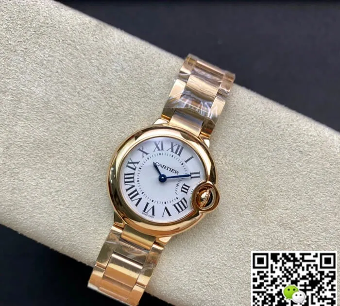 Ballon Bleu De Cartier 28MM WGBB0007 V6 Factory 1:1 Best Edition Replica Watch Gold strap