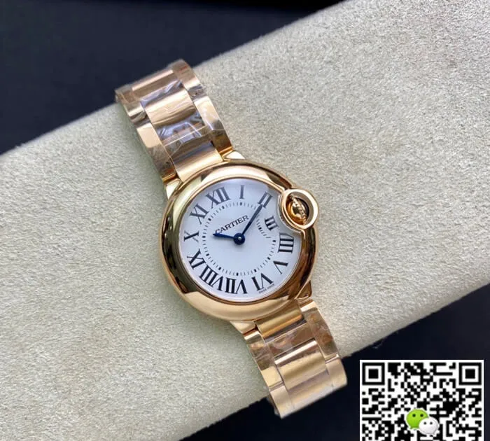 Ballon Bleu De Cartier 28MM WGBB0007 V6 Factory 1:1 Best Edition Replica Watch Gold strap
