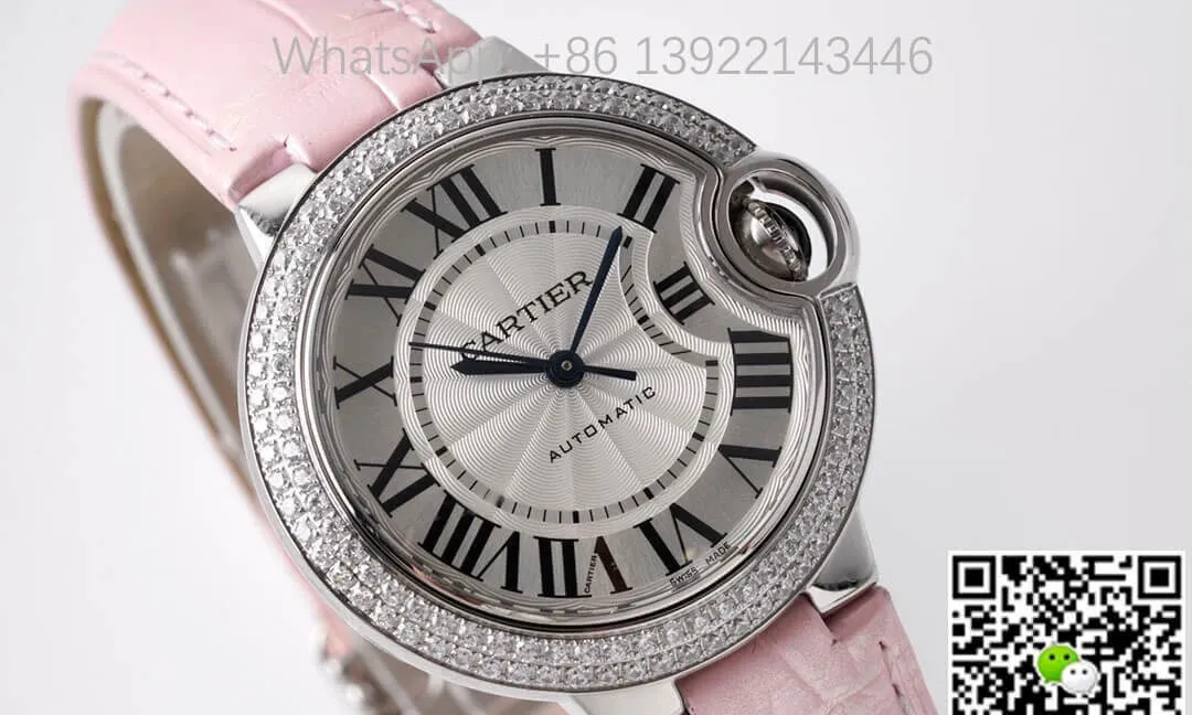 Ballon Bleu De Cartier 33MM WE902067 AF Factory 1:1 Best Edition Replica Watch Pink Strap
