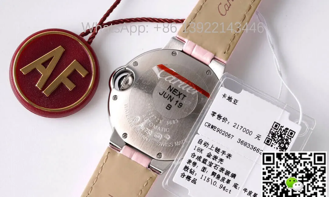 Ballon Bleu De Cartier 33MM WE902067 AF Factory 1:1 Best Edition Replica Watch Pink Strap
