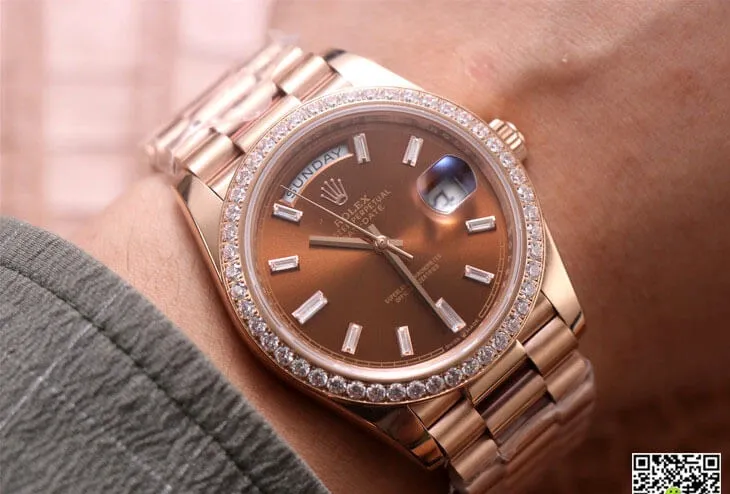 Rolex Day Date M228345RBR-0006 EW Factory 1:1 Best Edition Replica Watch Brown Dial