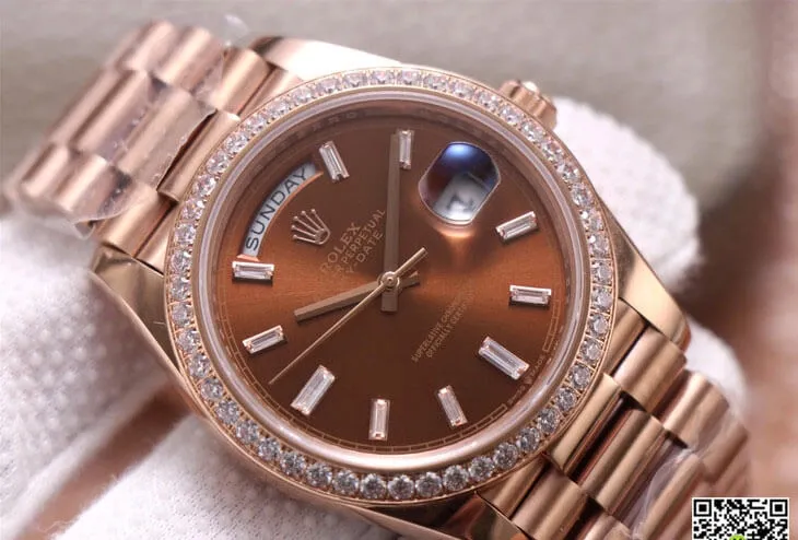 Rolex Day Date M228345RBR-0006 EW Factory 1:1 Best Edition Replica Watch Brown Dial