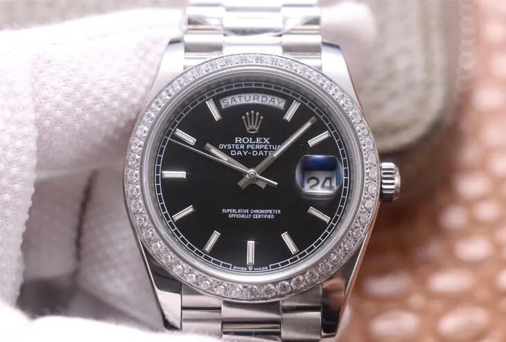 Rolex Day Date M228349RBR-0002 EW Factory 1:1 Best Edition Replica Watch Black Dial