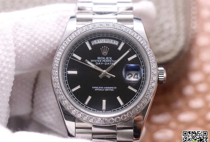 Rolex Day Date M228349RBR-0002 EW Factory 1:1 Best Edition Replica Watch Black Dial