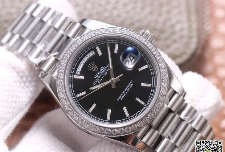 Rolex Day Date M228349RBR-0002 EW Factory 1:1 Best Edition Replica Watch Black Dial
