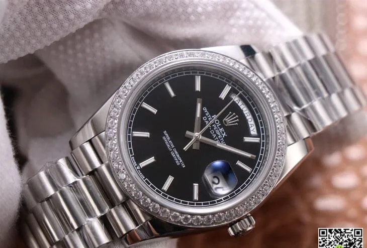 Rolex Day Date M228349RBR-0002 EW Factory 1:1 Best Edition Replica Watch Black Dial
