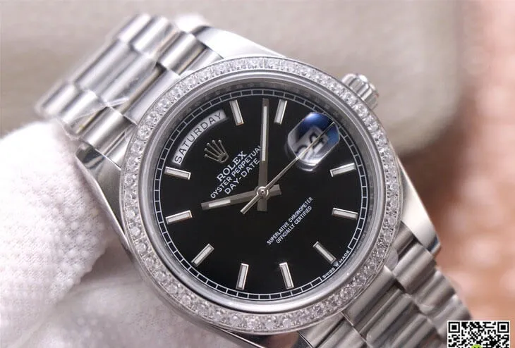 Rolex Day Date M228349RBR-0002 EW Factory 1:1 Best Edition Replica Watch Black Dial
