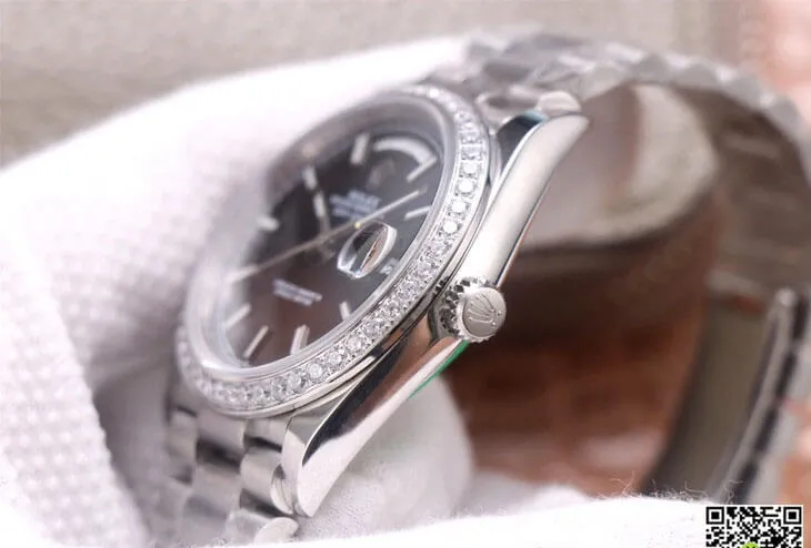 Rolex Day Date M228349RBR-0002 EW Factory 1:1 Best Edition Replica Watch Black Dial