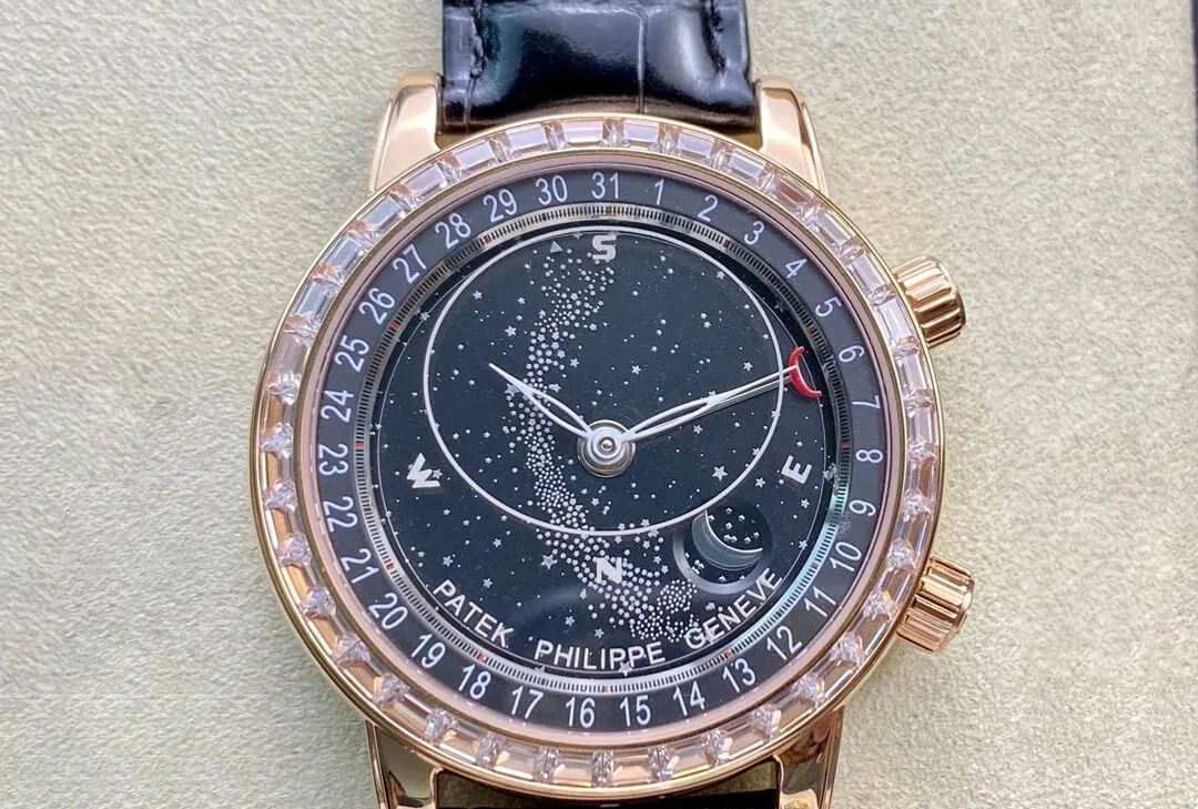Patek Philippe Grand Complications 6104R-001 AI Factory 1:1 Best Edition Replica Watch Black Leather Strap