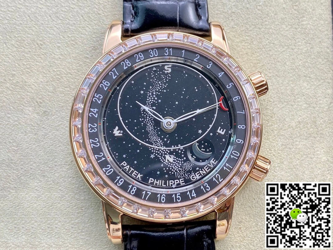 Patek Philippe Grand Complications 6104R-001 AI Factory 1:1 Best Edition Replica Watch Black Leather Strap