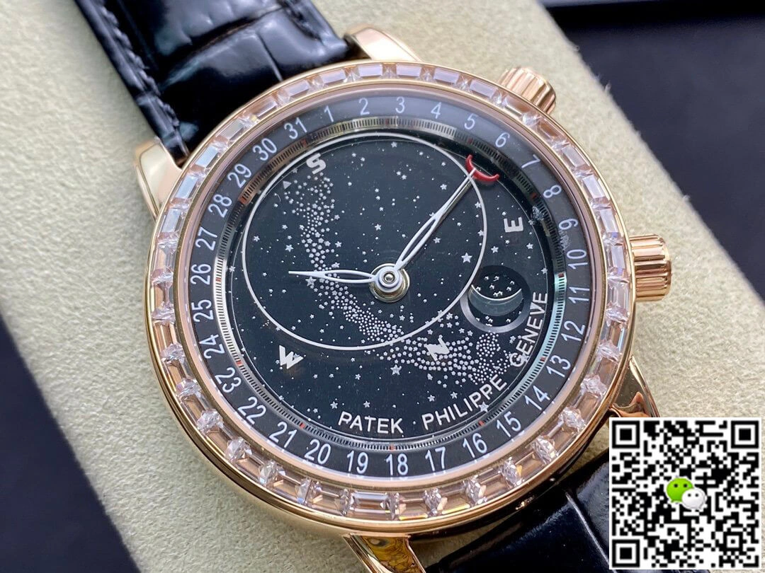 Patek Philippe Grand Complications 6104R-001 AI Factory 1:1 Best Edition Replica Watch Black Leather Strap