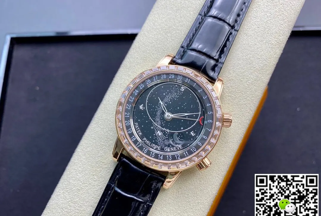 Patek Philippe Grand Complications 6104R-001 AI Factory 1:1 Best Edition Replica Watch Black Leather Strap