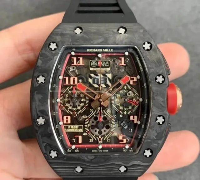Richard Mille RM-011 KV Factory 1:1 Best Edition Replica Watch V2 Forged Carbon Black Strap