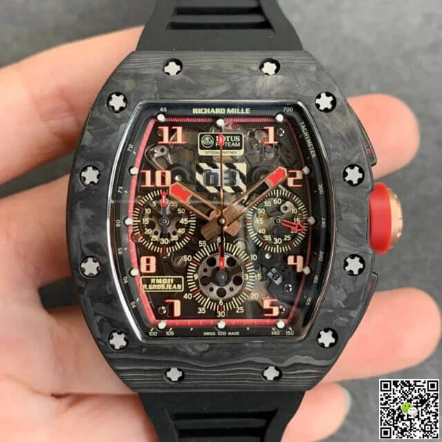 Richard Mille RM-011 KV Factory 1:1 Best Edition Replica Watch V2 Forged Carbon Black Strap