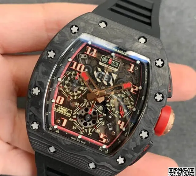 Richard Mille RM-011 KV Factory 1:1 Best Edition Replica Watch V2 Forged Carbon Black Strap