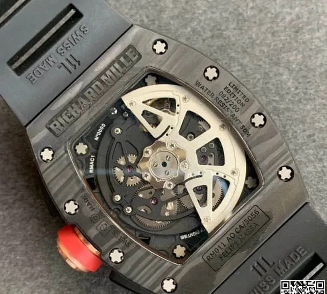 Richard Mille RM-011 KV Factory 1:1 Best Edition Replica Watch V2 Forged Carbon Black Strap
