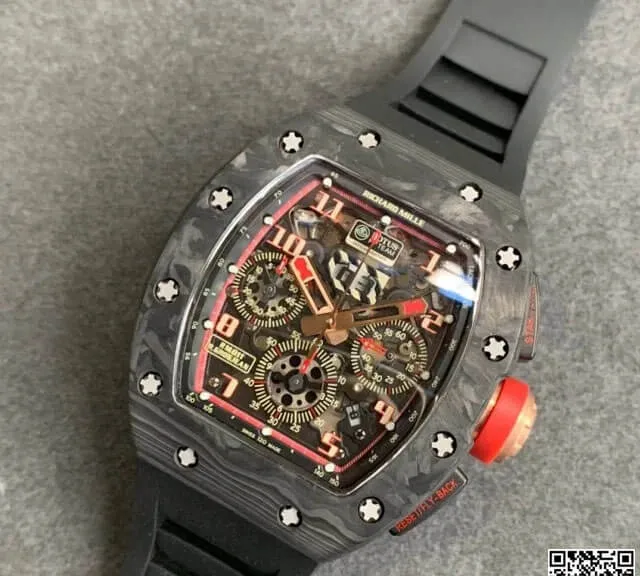 Richard Mille RM-011 KV Factory 1:1 Best Edition Replica Watch V2 Forged Carbon Black Strap