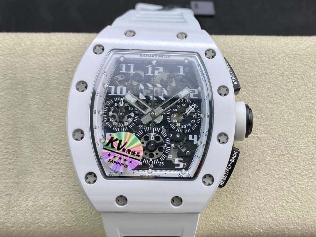 Richard Mille RM011 KV Factory 1:1 Best Edition Replica Watch Swiss ETA7750 White Hour Mark