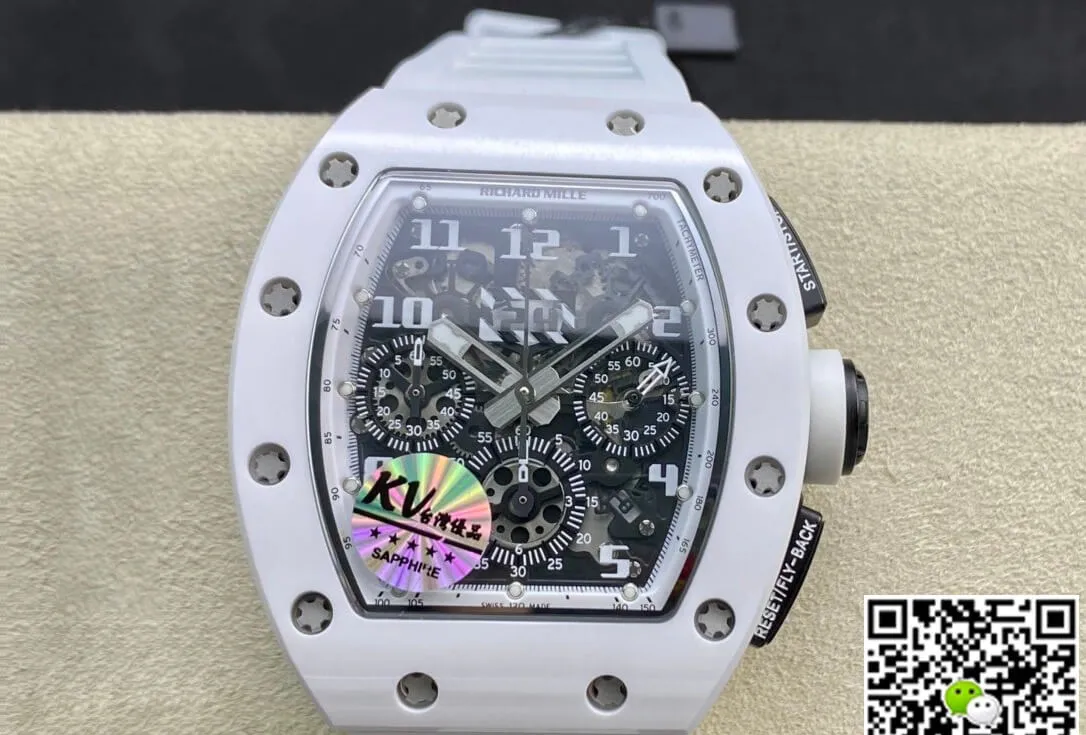 Richard Mille RM011 KV Factory 1:1 Best Edition Replica Watch Swiss ETA7750 White Hour Mark