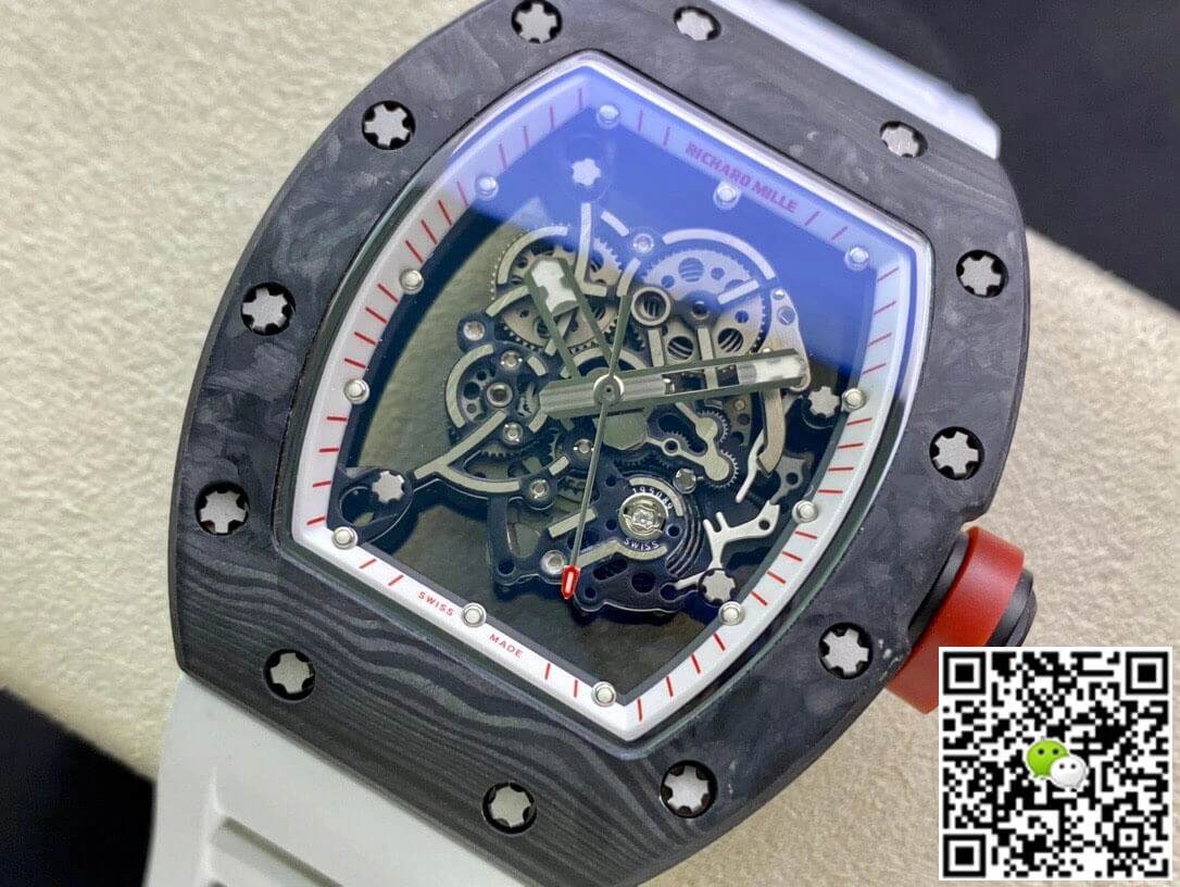 Richard Mille RM055 KV Factory 1:1 Best Edition Replica Watch V2 Skeleton Dial Rubber Strap