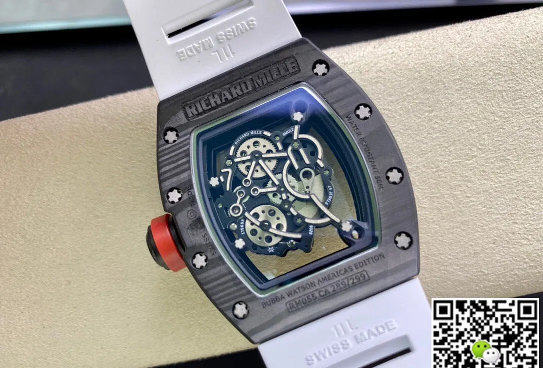 Richard Mille RM055 KV Factory 1:1 Best Edition Replica Watch V2 Skeleton Dial Rubber Strap