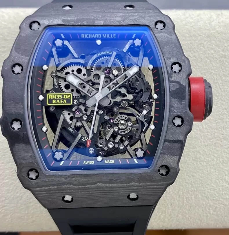 Richard Mille RM35-02 T+ Factory 1:1 Best Edition Replica Watch NTPT Carbon Fiber Black Case