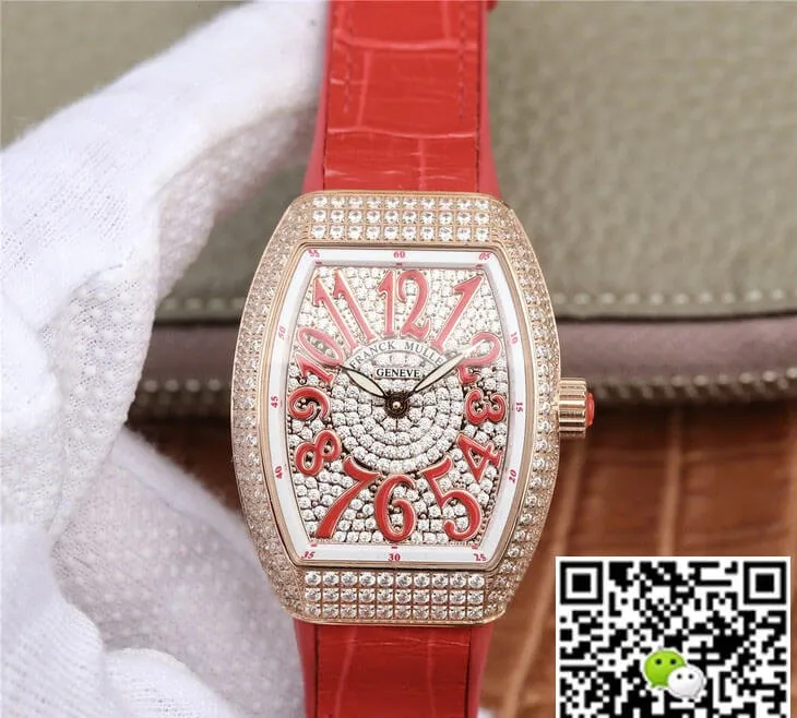 Franck Muller Vanguard Ladies ABF Factory 1:1 Best Edition Replica Watch Red Leather Strap