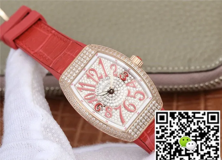 Franck Muller Vanguard Ladies ABF Factory 1:1 Best Edition Replica Watch Red Leather Strap