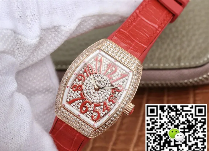 Franck Muller Vanguard Ladies ABF Factory 1:1 Best Edition Replica Watch Red Leather Strap