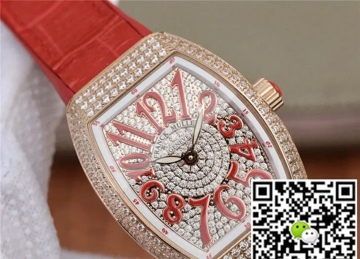 Franck Muller Vanguard Ladies ABF Factory 1:1 Best Edition Replica Watch Red Leather Strap