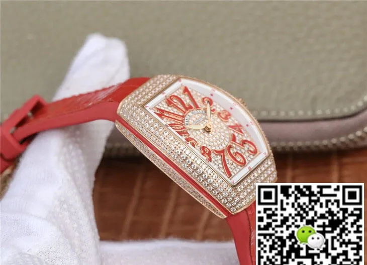Franck Muller Vanguard Ladies ABF Factory 1:1 Best Edition Replica Watch Red Leather Strap