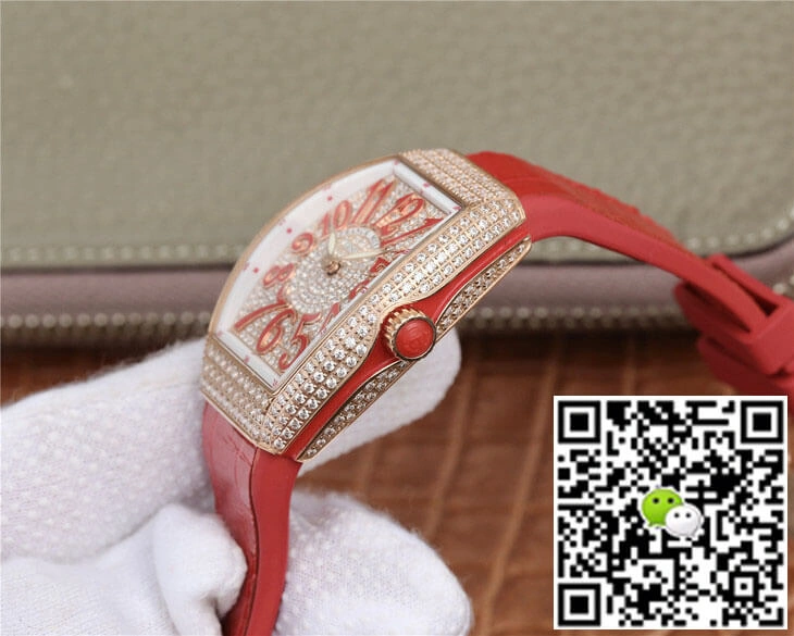 Franck Muller Vanguard Ladies ABF Factory 1:1 Best Edition Replica Watch Red Leather Strap