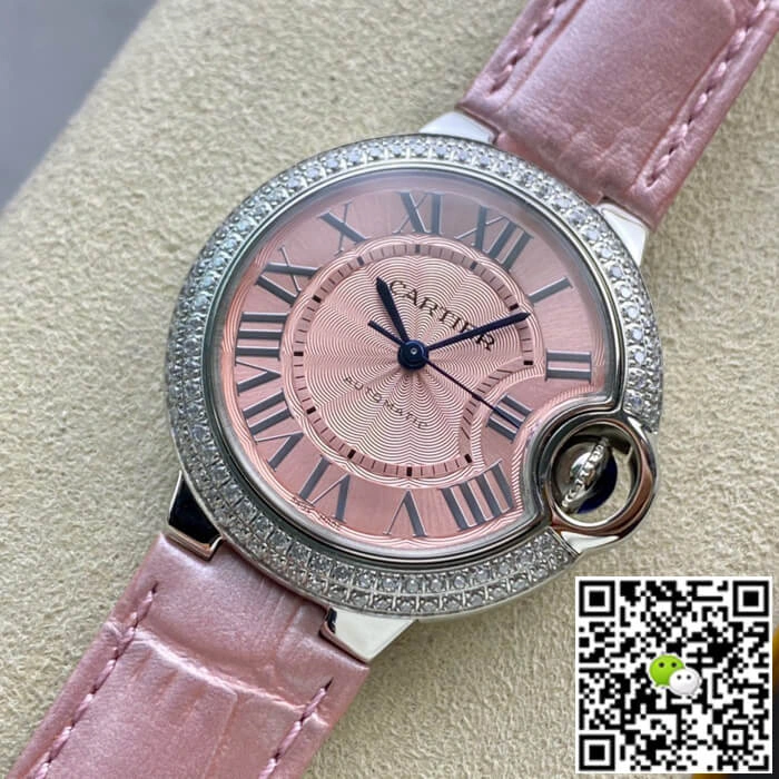 Ballon Bleu De Cartier 33MM V6 Factory 1:1 Best Edition Replica Watch Leather Strap