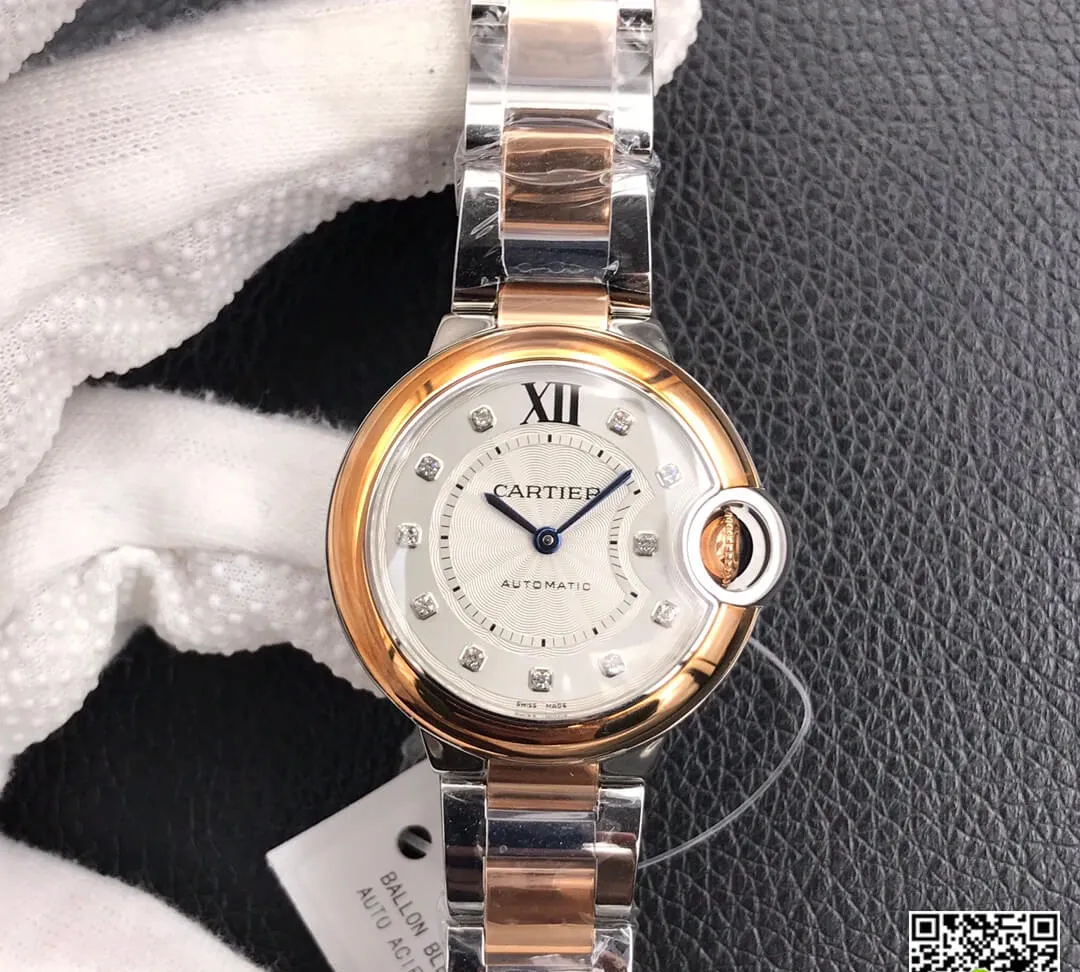 Ballon Bleu De Cartier 28MM V6 Factory 1:1 Best Edition Replica Watch V8 Silver Dial