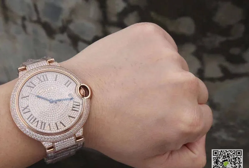 Ballon Bleu De Cartier W69006Z2 42mm TW Factory 1:1 Best Edition Replica Watch Full Diamond Rosegold Swiss ETA 2824