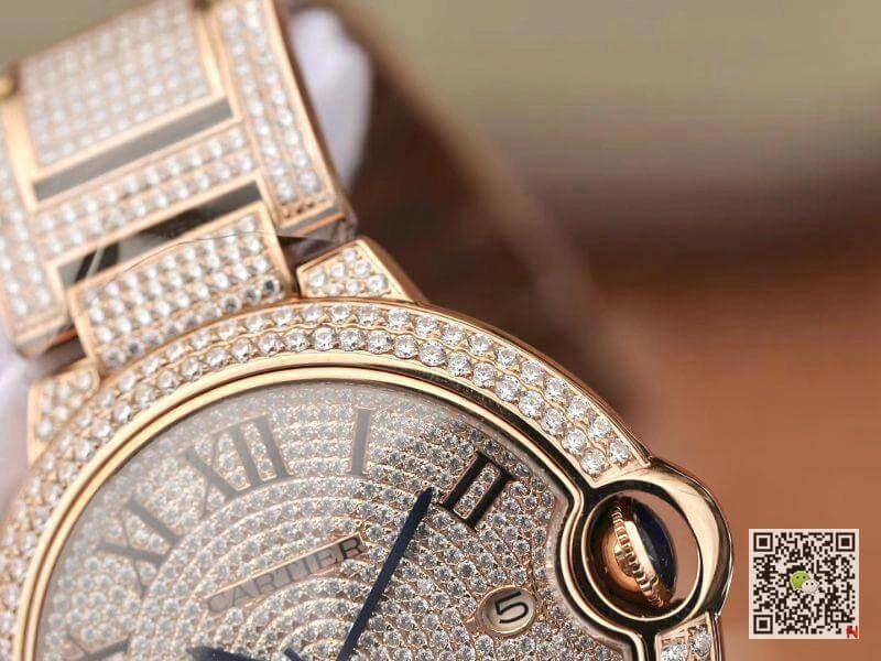 Ballon Bleu De Cartier W69006Z2 42mm TW Factory 1:1 Best Edition Replica Watch Full Diamond Rosegold Swiss ETA 2824