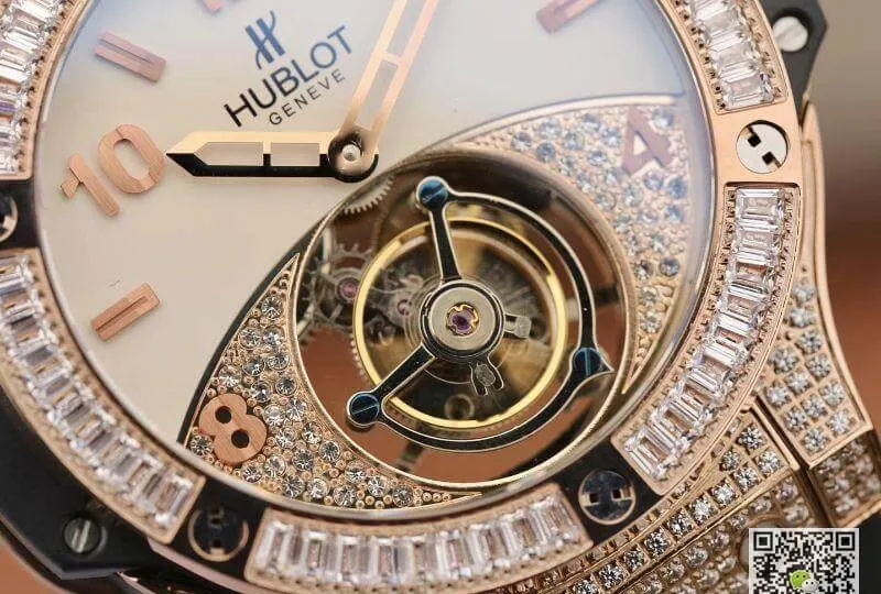 Hublot Classic Fusion 45mm Tourbillon 1:1 Best Edition Replica Watch With Diamond Rosegold White Dial Swiss Toubillon