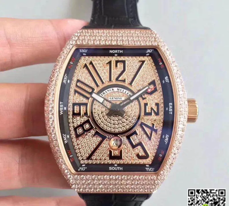 Franck Muller Vanguard V45 SC DT Rose Gold Diamond 1:1 Best Edition Replica Watch Swiss ETA2824-2