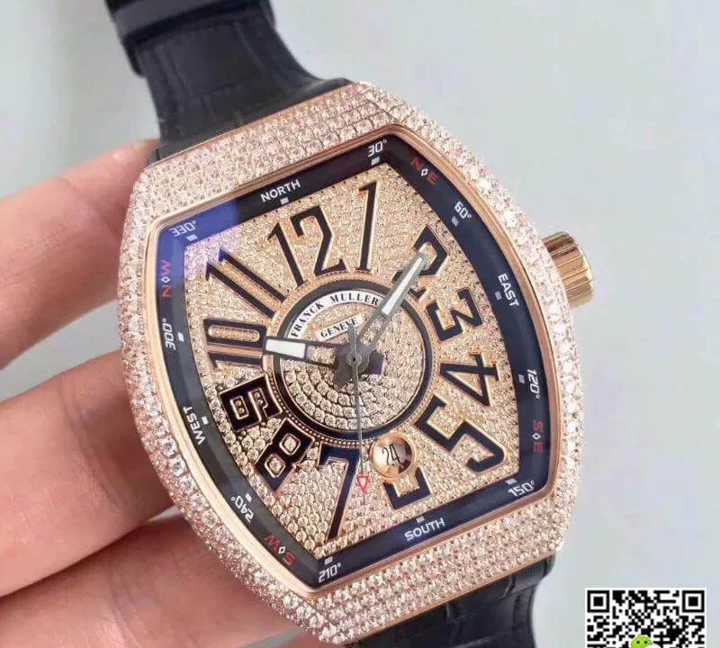 Franck Muller Vanguard V45 SC DT Rose Gold Diamond 1:1 Best Edition Replica Watch Swiss ETA2824-2