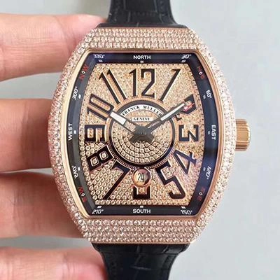 Franck Muller Vanguard V45 SC DT Rose Gold Diamond 1:1 Best Edition Replica Watch Swiss ETA2824-2