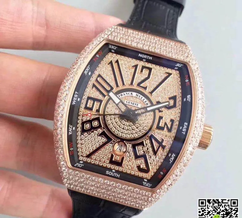 Franck Muller Vanguard V45 SC DT Rose Gold Diamond 1:1 Best Edition Replica Watch Swiss ETA2824-2