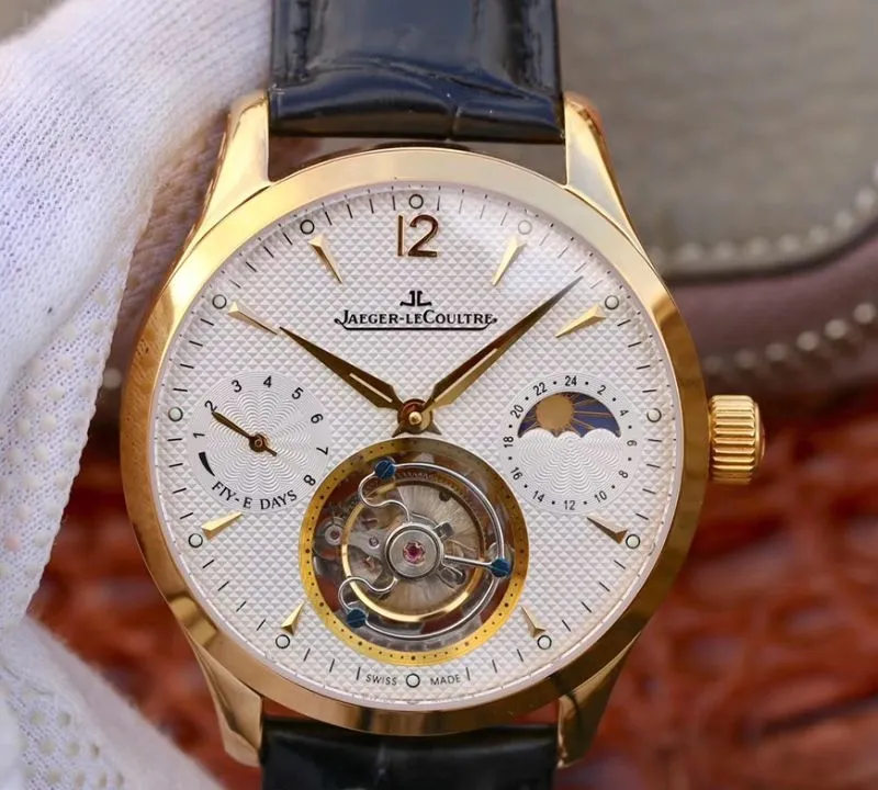 Jaeger-LeCoultre Master Grande Tourbillon Mechanical Watches 1:1 Best Edition Replica Watch Swiss Tourbillon 18K gold White Dial