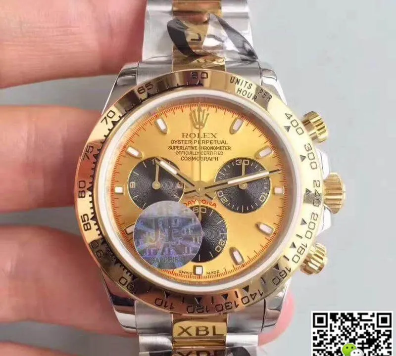 Rolex Daytona Cosmograph 116503 JF Factory 1:1 Best Edition Replica Watch Swiss ETA7750 Yellow Gold