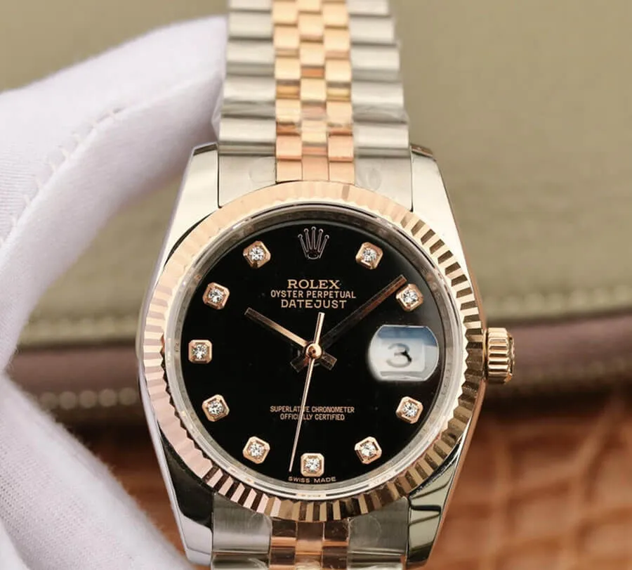 Rolex Datejust 116231 GM Factory 1:1 Best Edition Replica Watch Diamond Black Dial