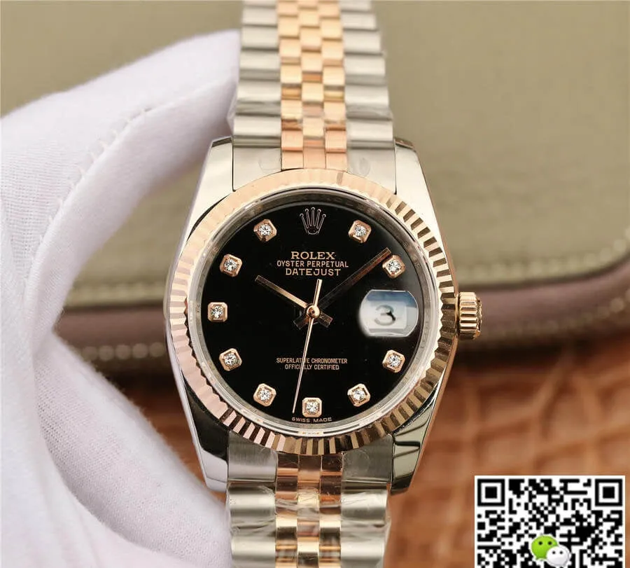 Rolex Datejust 116231 GM Factory 1:1 Best Edition Replica Watch Diamond Black Dial