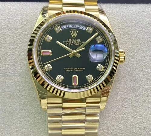 Rolex Day Date 118208 EW Factory 1:1 Best Edition Replica Watch Diamond Black Dial