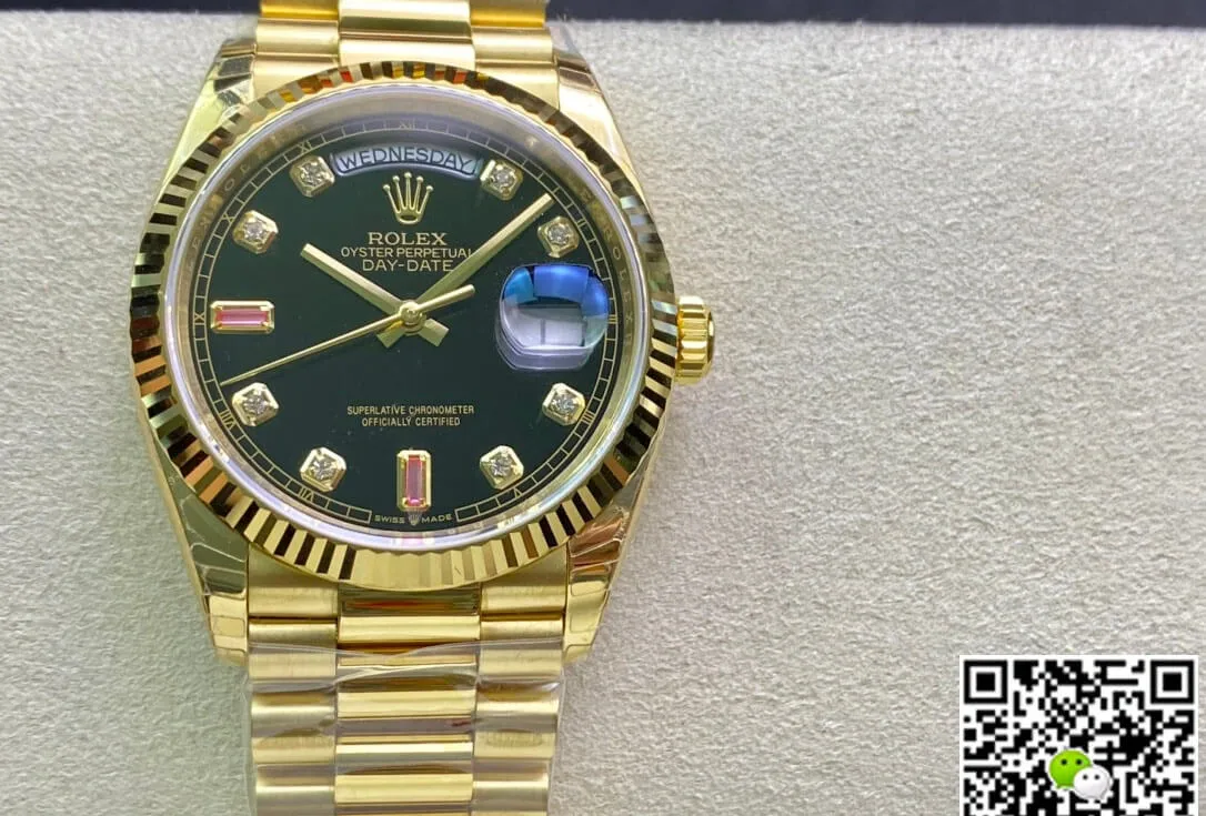 Rolex Day Date 118208 EW Factory 1:1 Best Edition Replica Watch Diamond Black Dial