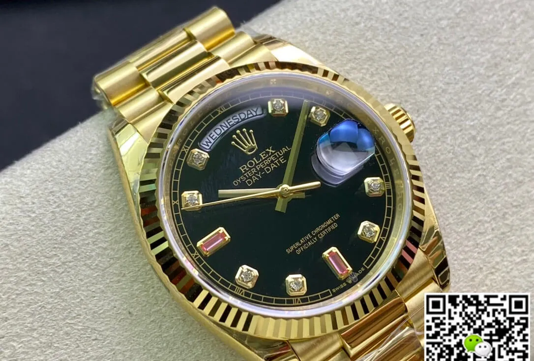 Rolex Day Date 118208 EW Factory 1:1 Best Edition Replica Watch Diamond Black Dial